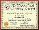 Bartending School Certificate